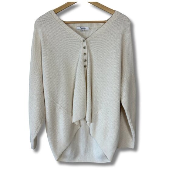 Madewell Sweaters - Madewell Asherton Waffle Henley Sweater Oversized Antique Cream Women's Medium